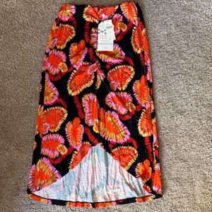 Anthropologie Black and Orange High-Low Skirt